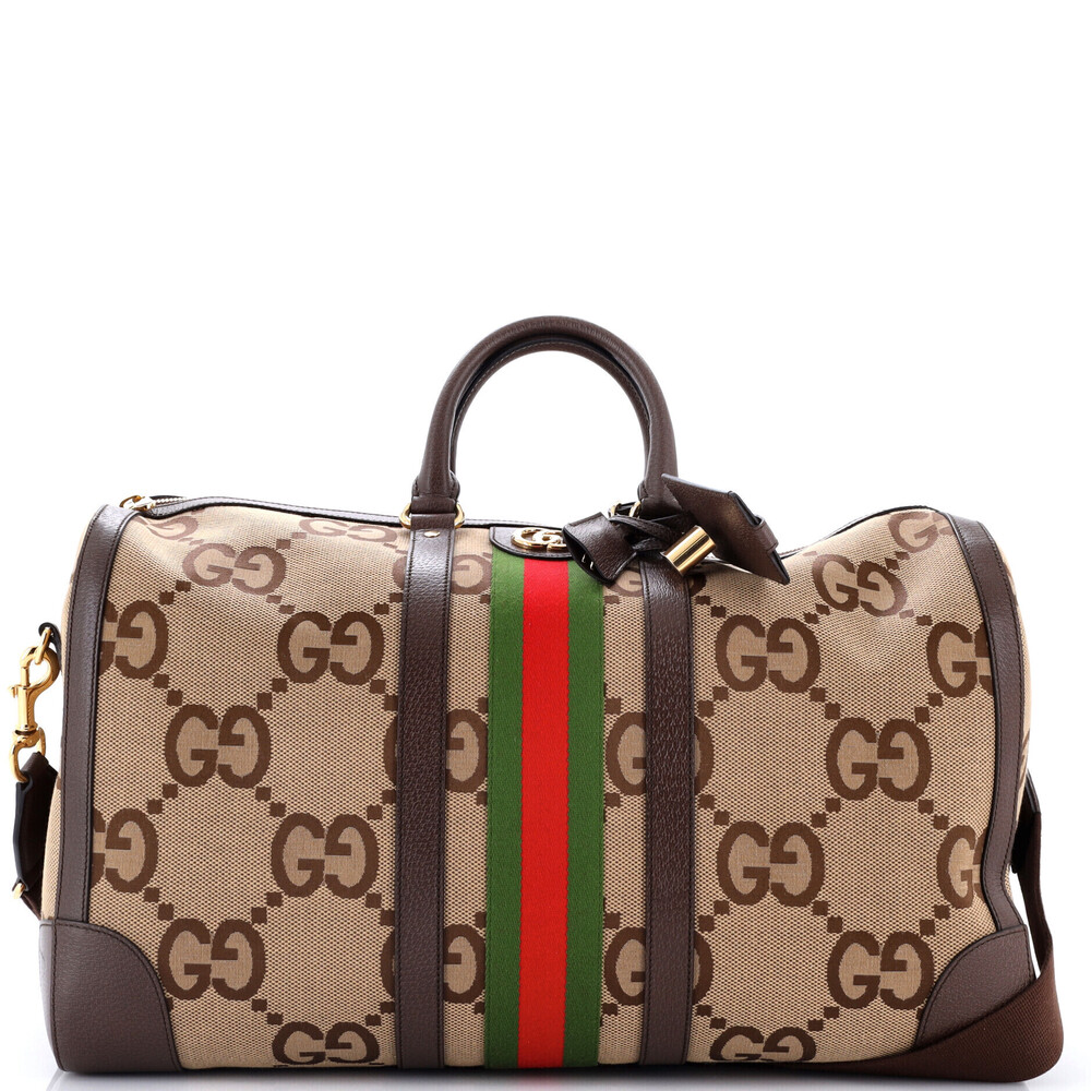 Gucci Large Savoy Web Convertible Duffle Bag Jumbo GG Canvas - Picture 1 of 5
